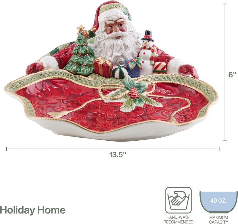 Fitz & Floyd Fitz and Floyd Holiday Home African American Santa Serving Bowl, Multicolored - Image 3